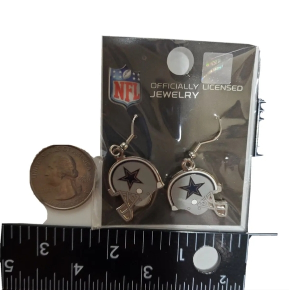 Dallas Cowboys Helmet Shape Fish Hook Earrings, Gift for Her Mom NEW Offical NFL - Picture 2 of 3